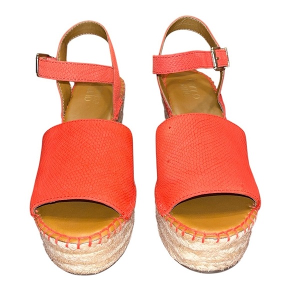 Franco Sarto Tula Platform Espadrille Wedge Sandals Orange Leather Size 7.5 - Picture 8 of 13